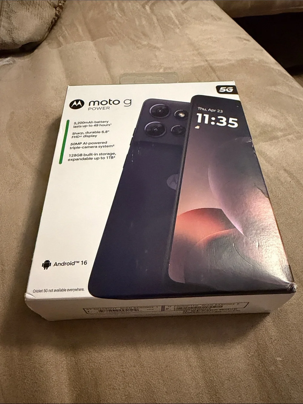 New Motorola Cricket Moto G Power 5G Black 8GB Ram 128GB 6.8” Screen Android 16